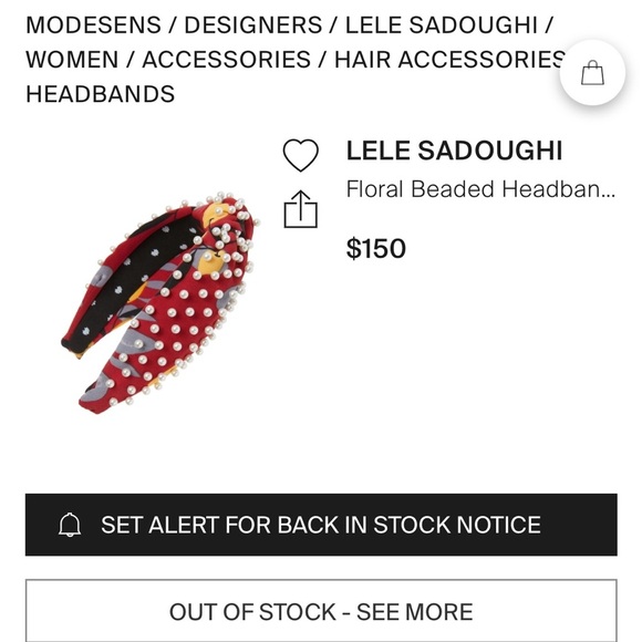 Lele Sadoughi Burgundy Lemon Headband with Pearls main image 4